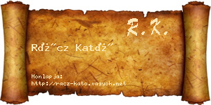 Rácz Kató névjegykártya